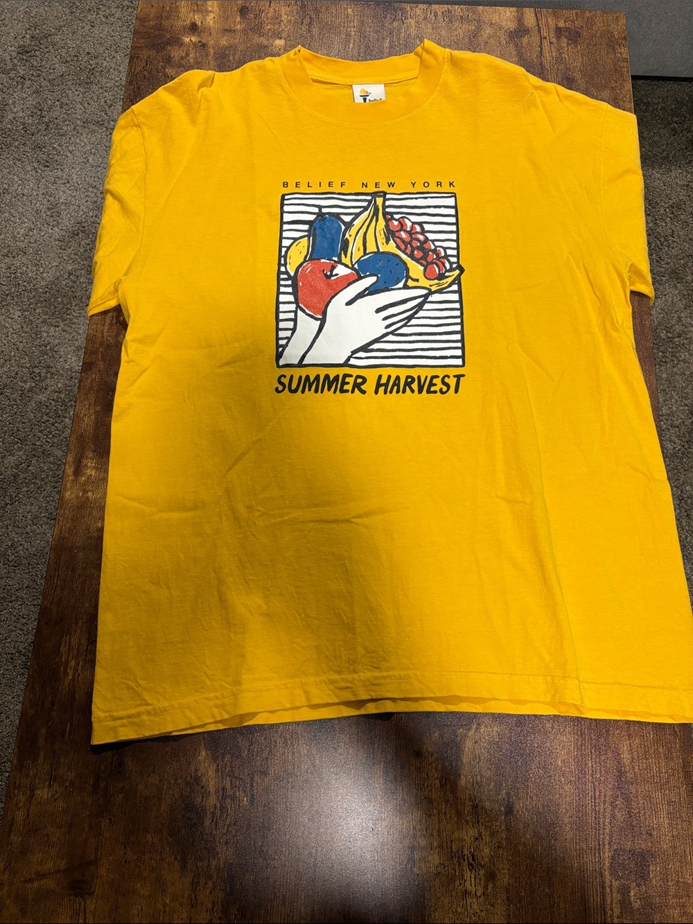 Belief New York -Summer Harvest Yellow Graphic Tee size L